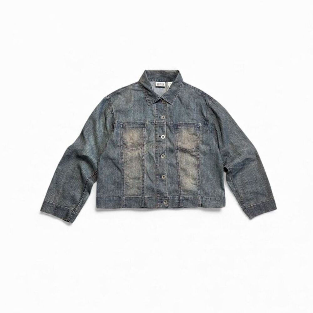 Chico’s Washed Jacket Women’s Large Artsy Relaxed Fit Lived in Layering Denim